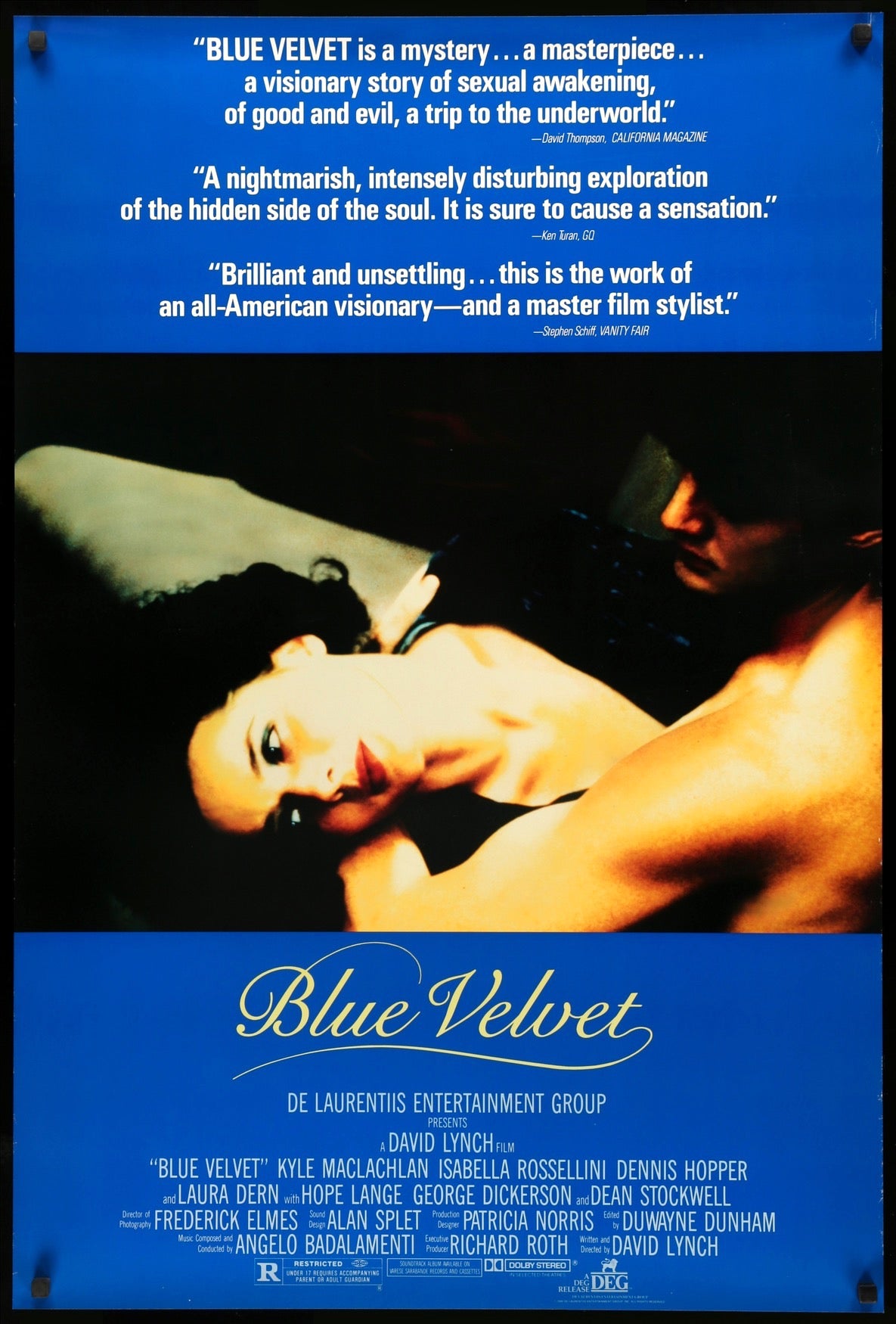 Blue Velvet (1986) original movie poster for sale at Original Film Art - Vintage Movie Posters