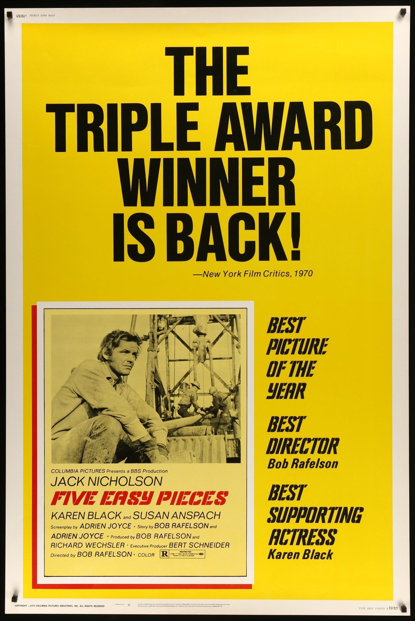 Five Easy Pieces (1970) original movie poster for sale at Original Film Art - Vintage Movie Posters
