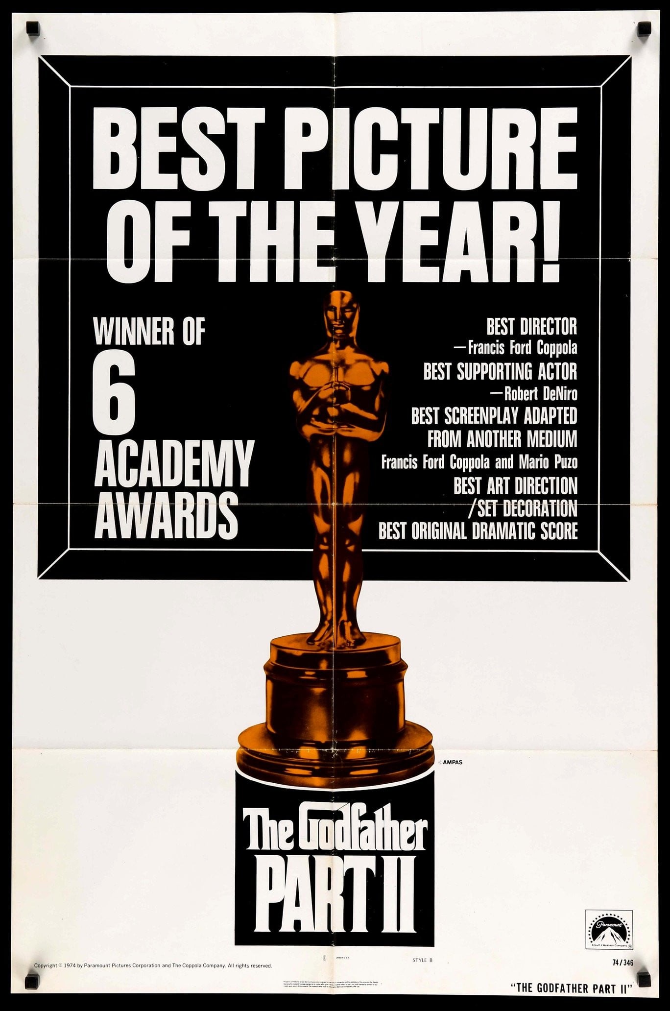 Godfather Part II (1974) original movie poster for sale at Original Film Art - Vintage Movie Posters