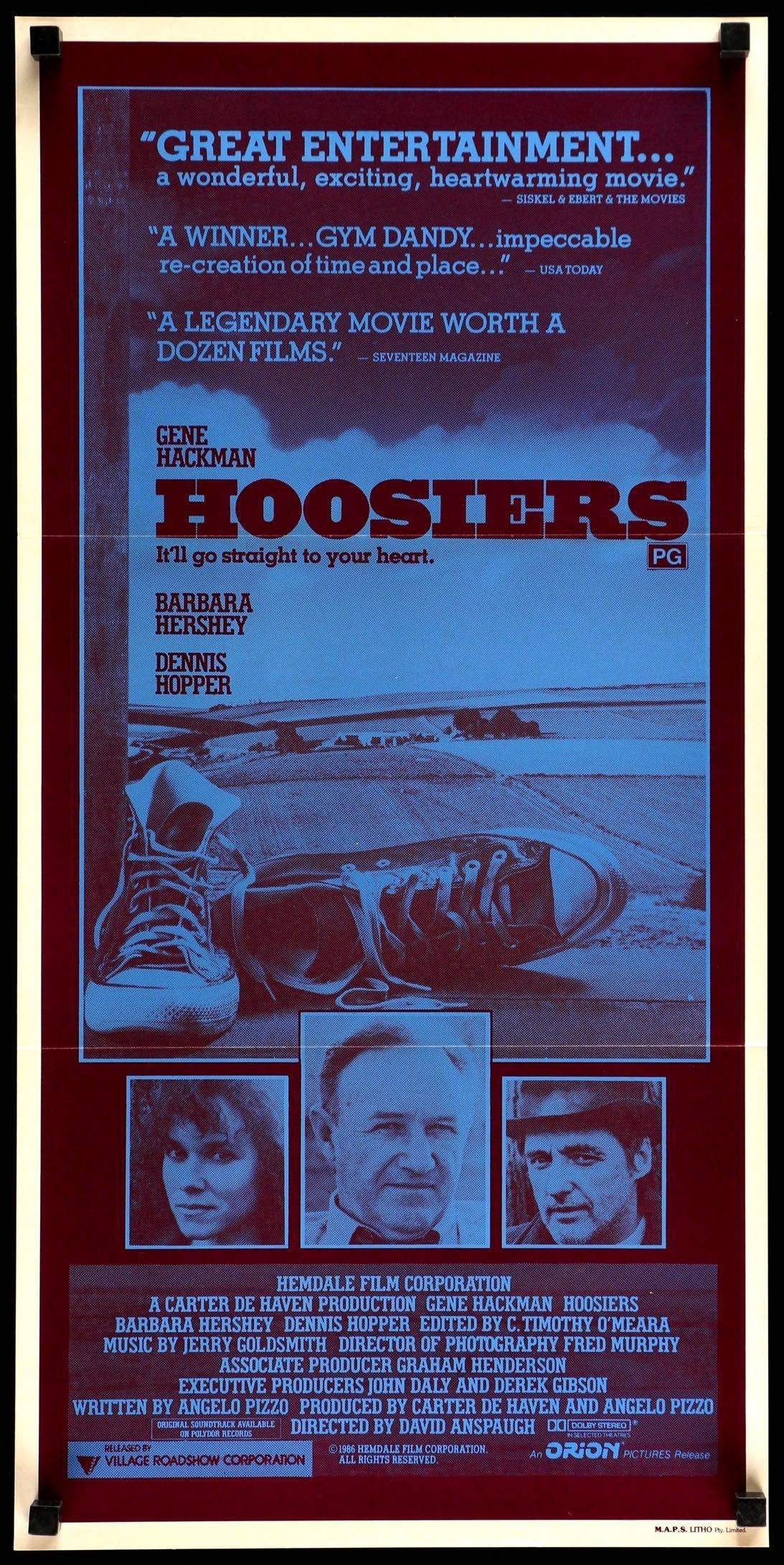 Hoosiers (1986) original movie poster for sale at Original Film Art - Vintage Movie Posters