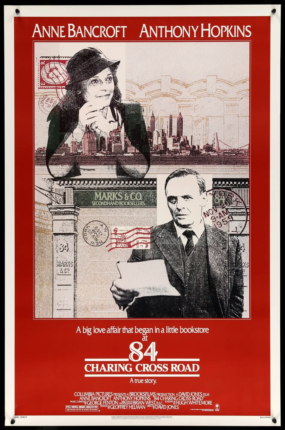 84 Charing Cross Road (1987) original movie poster for sale at Original Film Art - Vintage Movie Posters