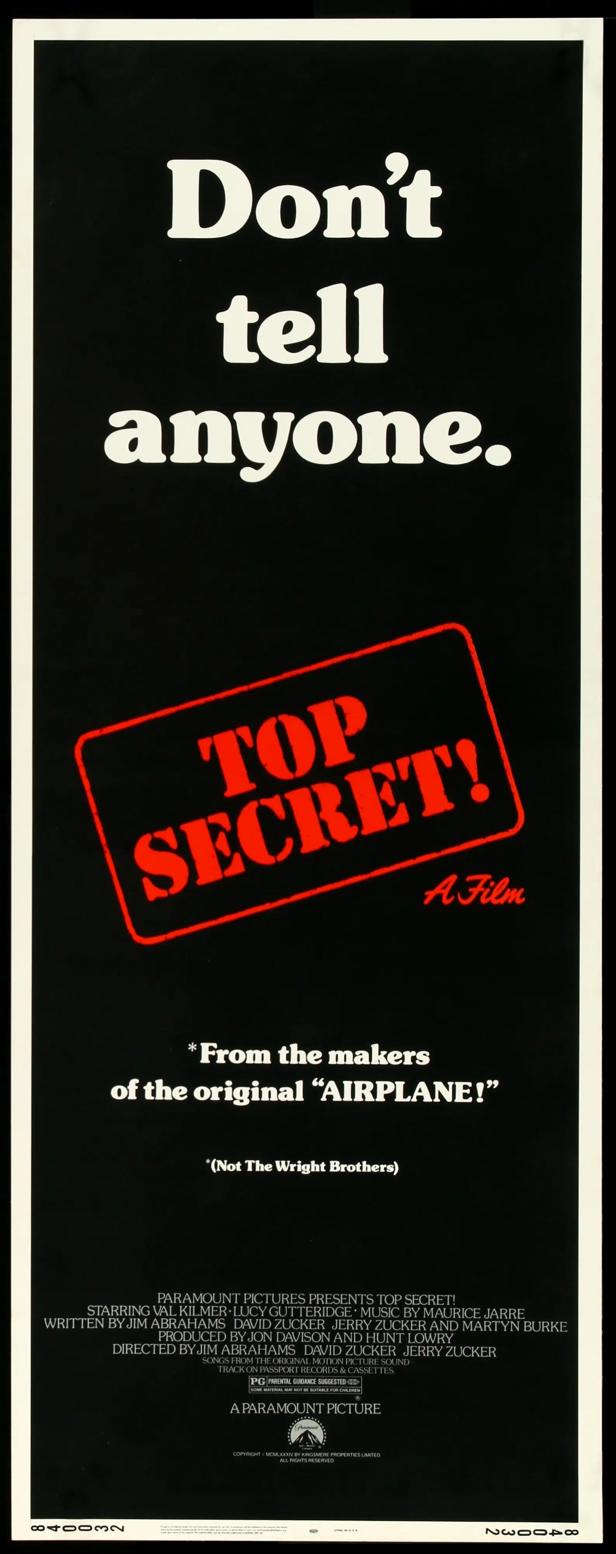 Top Secret (1984) original movie poster for sale at Original Film Art - Vintage Movie Posters
