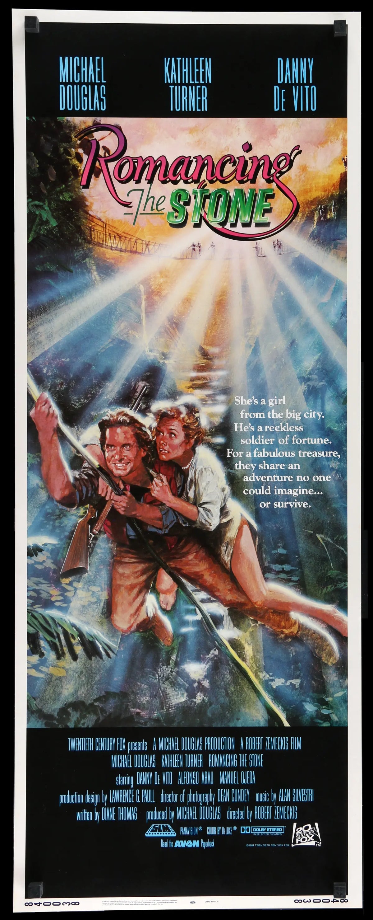 Romancing the Stone (1984) original movie poster for sale at Original Film Art - Vintage Movie Posters