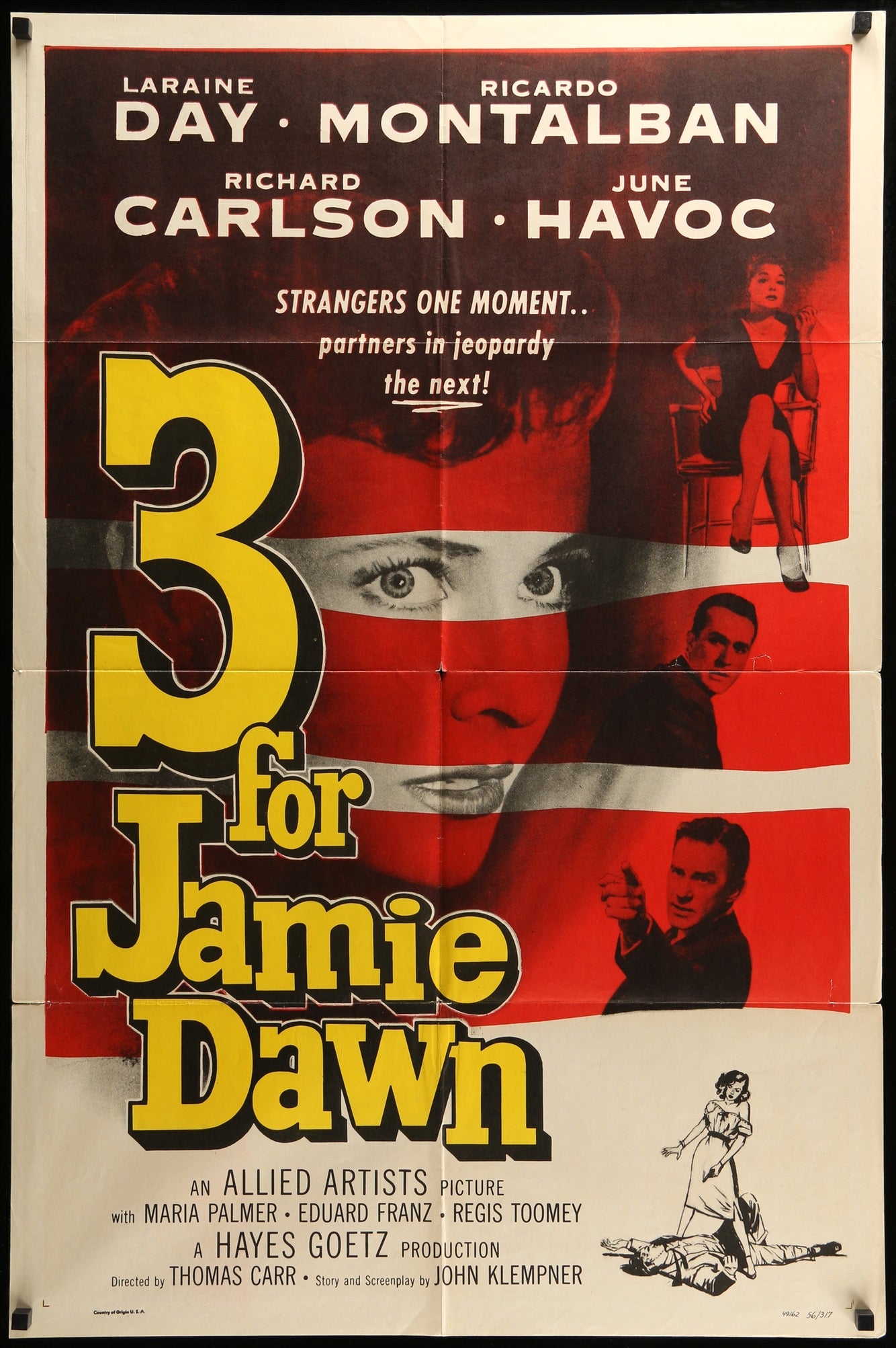 Three For Jamie Dawn (1956) original movie poster for sale at Original Film Art - Vintage Movie Posters