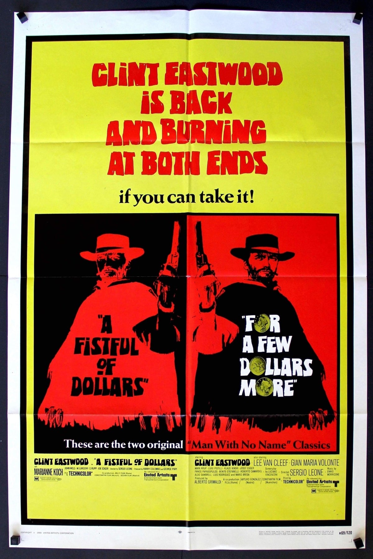 Fistful of Dollars (1964) / For a Few Dollars More (1965) original movie poster for sale at Original Film Art - Vintage Movie Posters