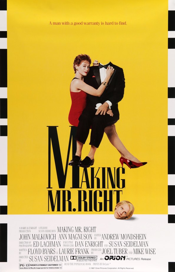 Making Mr. Right (1987) original movie poster for sale at Original Film Art - Vintage Movie Posters