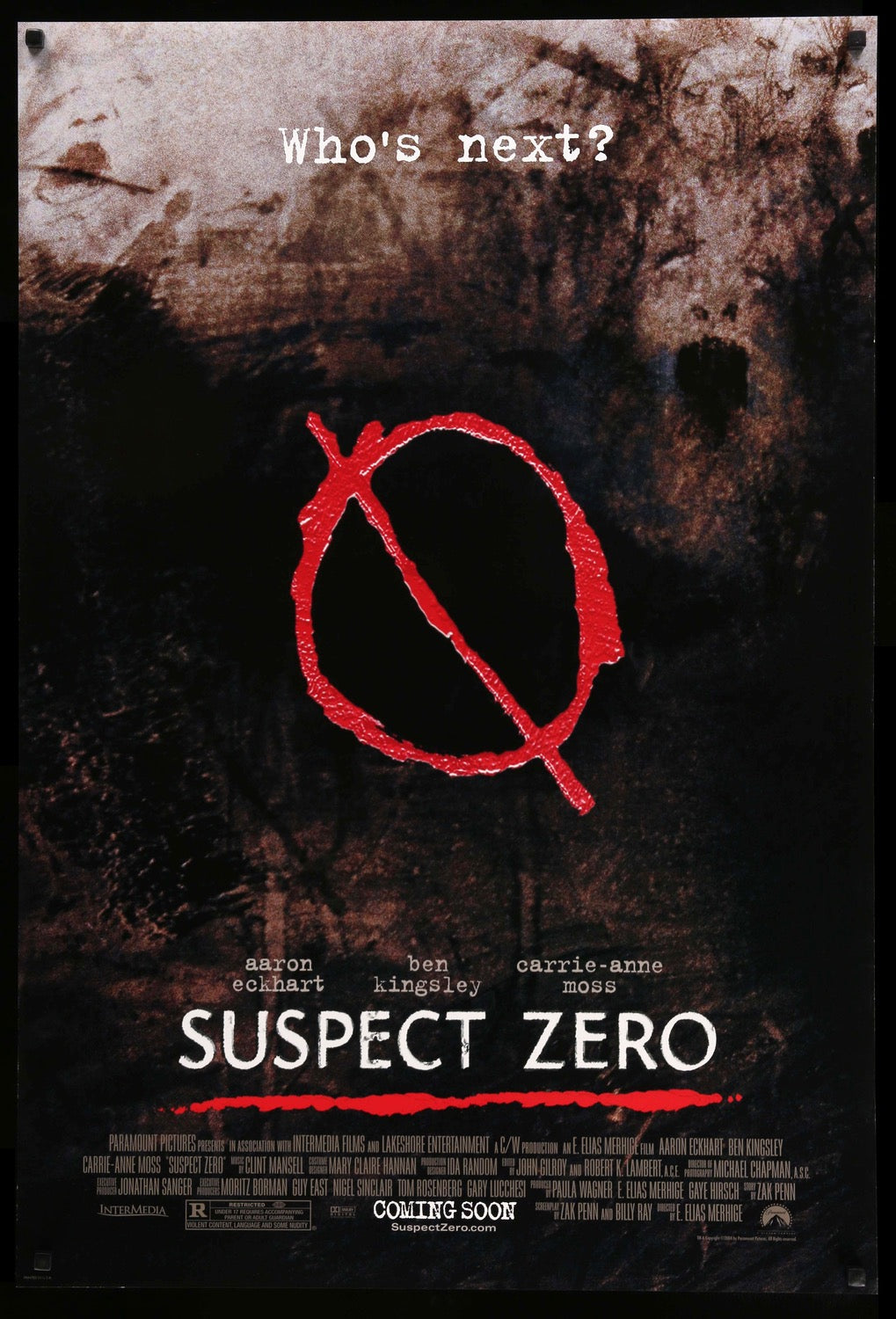 Suspect Zero (2004) original movie poster for sale at Original Film Art - Vintage Movie Posters