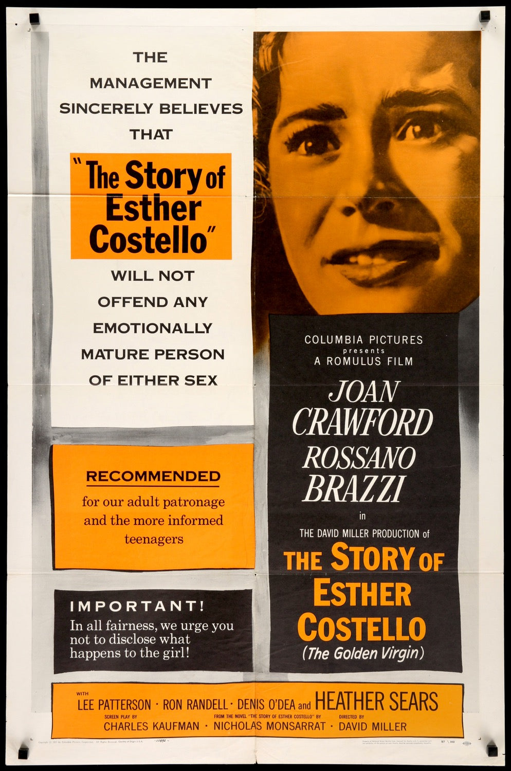 Story of Esther Costello (1957) original movie poster for sale at Original Film Art