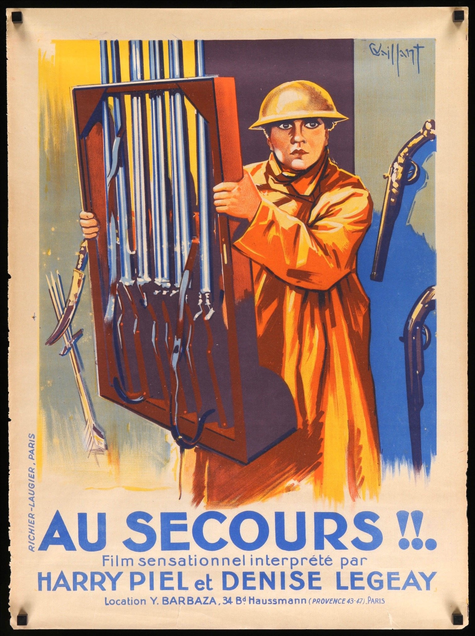 Au Secours (1925) original movie poster for sale at Original Film Art