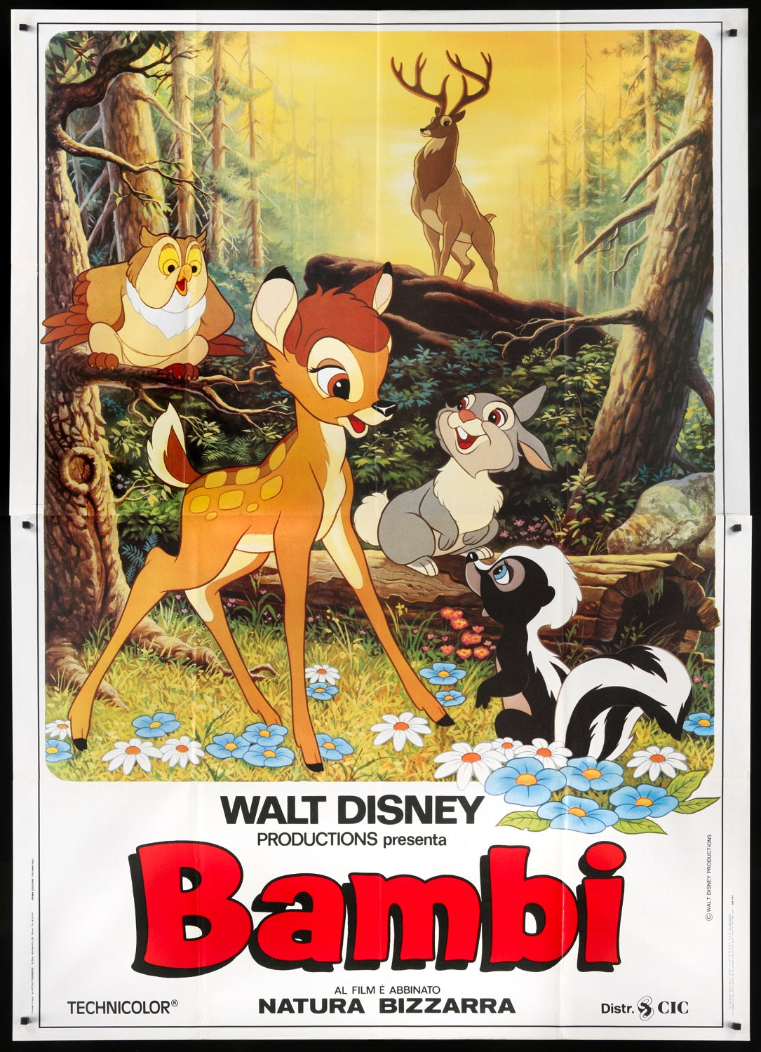 Bambi 1942 Original R1983 Italian 4 Fogli Movie Poster
