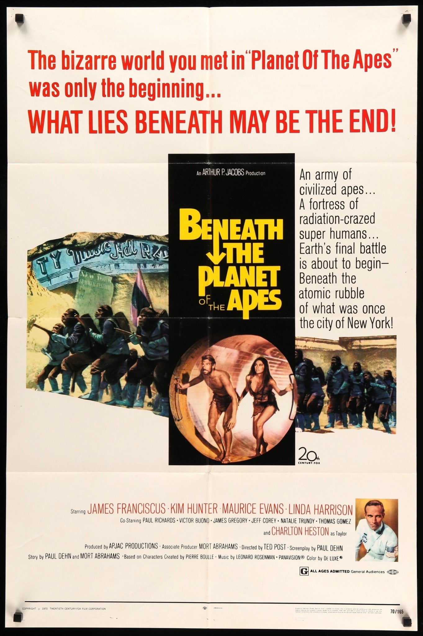 Beneath the Planet of the Apes (1970) original movie poster for sale at Original Film Art - Vintage Movie Posters