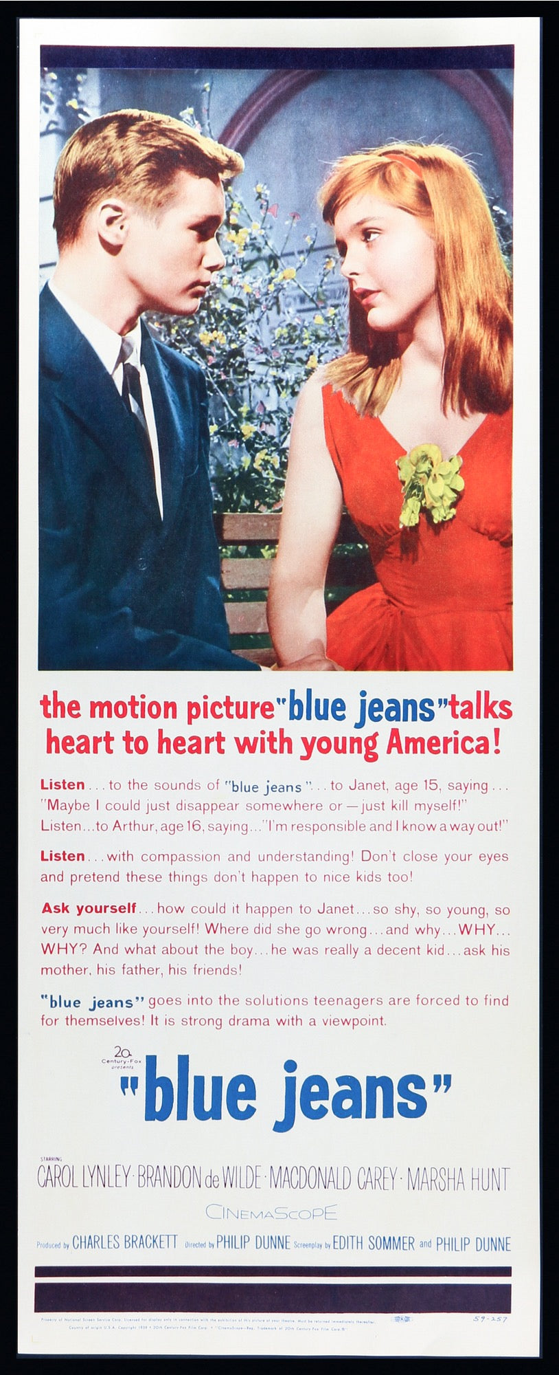 Blue Denim (1959) original movie poster for sale at Original Film Art - Vintage Movie Posters