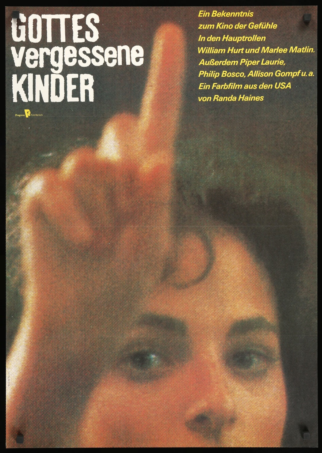 Children of a Lesser God (1986) original movie poster for sale at Original Film Art - Vintage Movie Posters