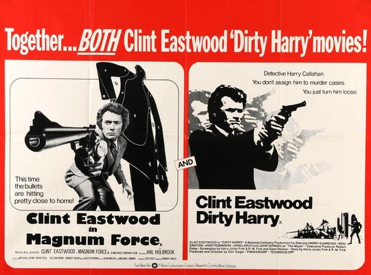 Dirty Harry (1971) / Magnum Force (1973) original movie poster for sale at Original Film Art - Vintage Movie Posters