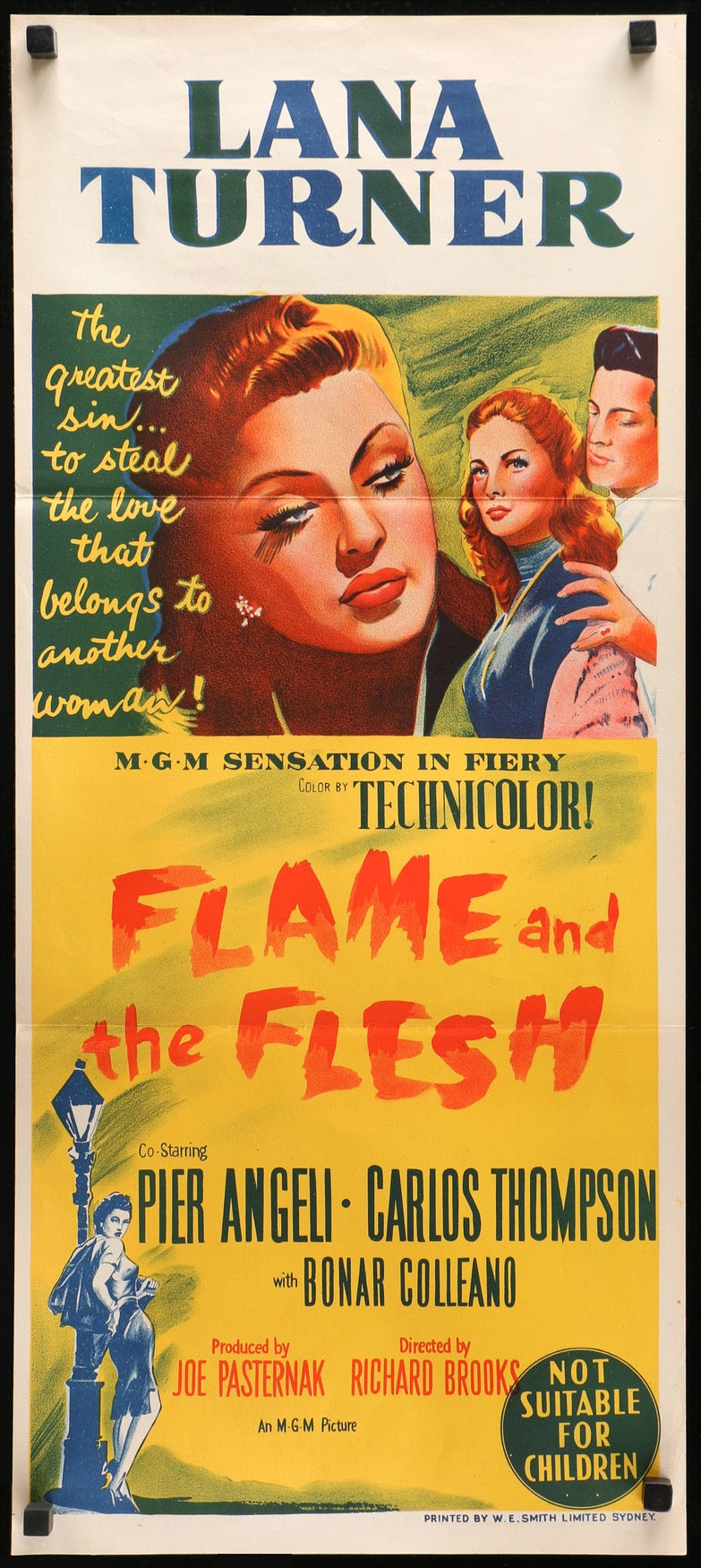 Flame and the Flesh (1954) original movie poster for sale at Original Film Art - Vintage Movie Posters