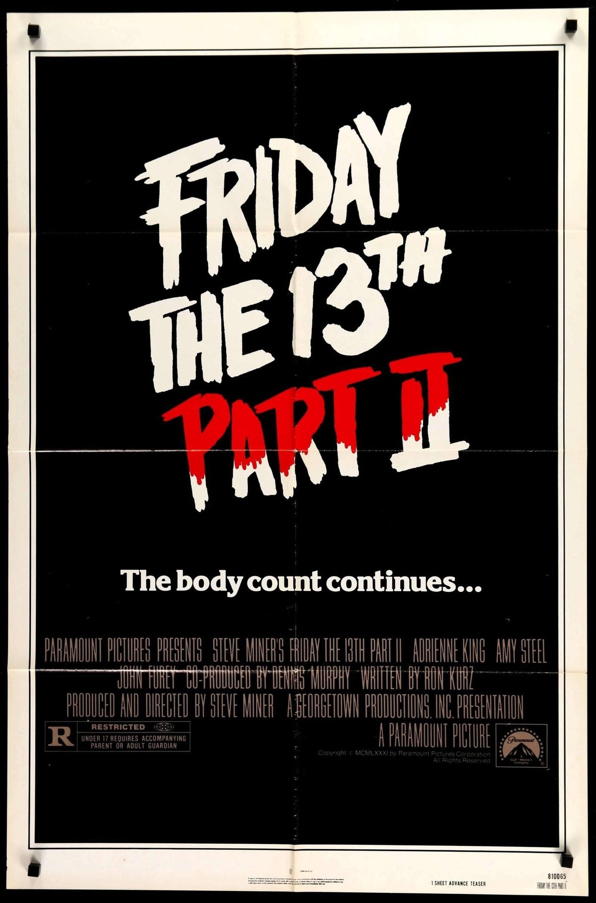 Friday the 13th Part 2 (1981) original movie poster for sale at Original Film Art - Vintage Movie Posters