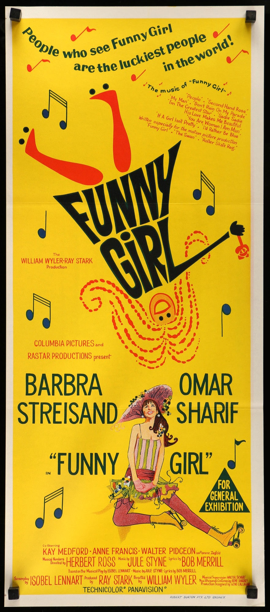 Funny Girl 1968 Original Australian Movie Poster Original Film Art Vintage Movie Posters