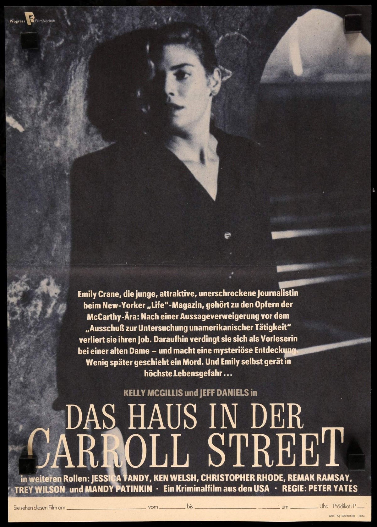 House on Carroll Street (1988) original movie poster for sale at Original Film Art - Vintage Movie Posters
