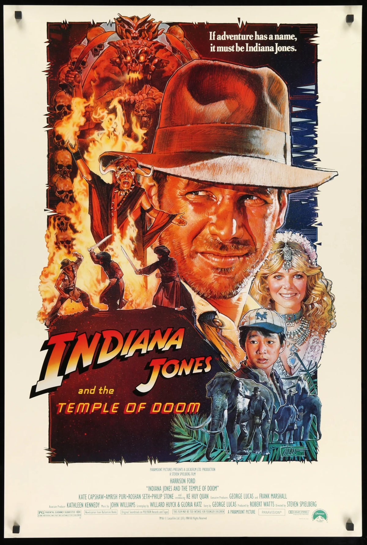 Indiana Jones and the Temple of Doom (1984) original movie poster for sale at Original Film Art - Vintage Movie Posters