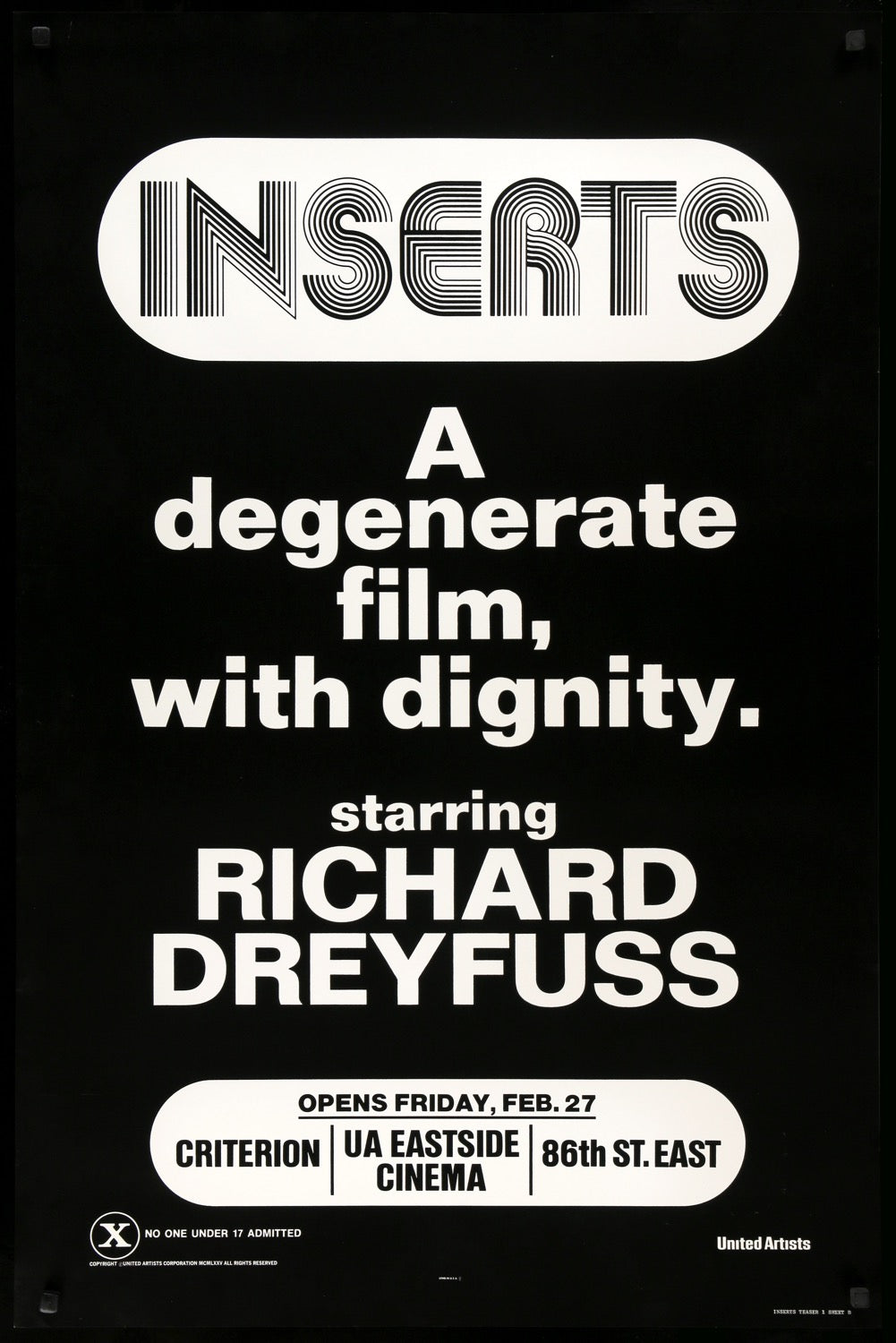 Inserts (1975) original movie poster for sale at Original Film Art - Vintage Movie Posters