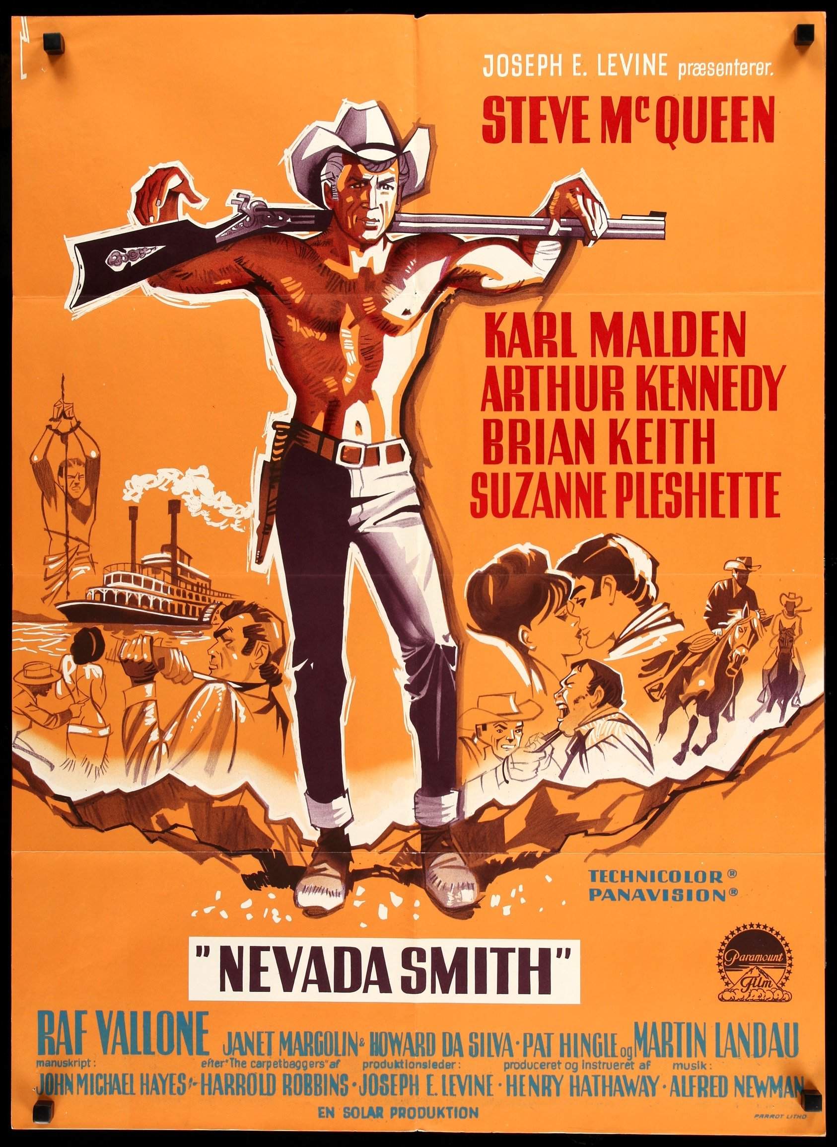 Nevada Smith 1966 Original Danish Movie Poster 25 x 34 Original Film Art Vintage Movie Posters