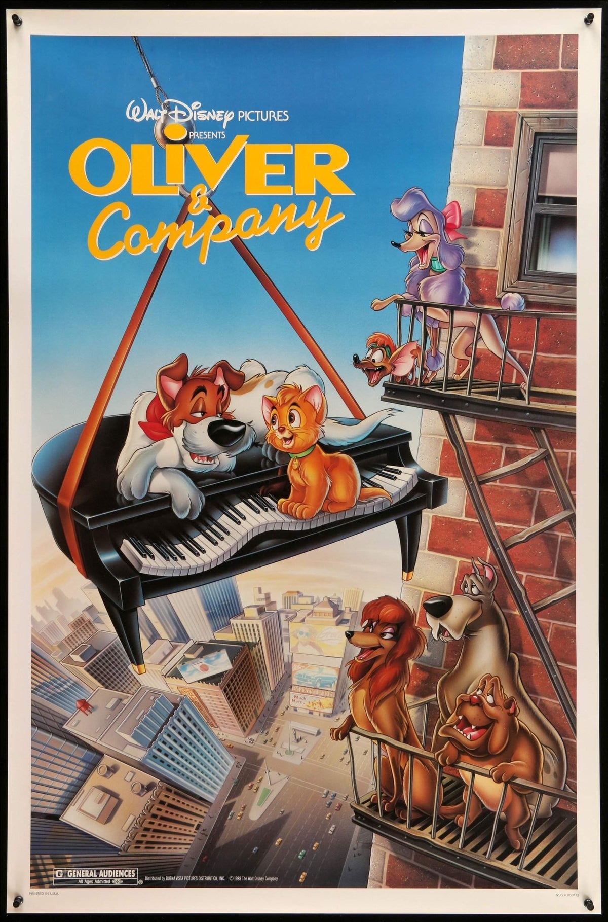 Oliver and Company (1988) original movie poster for sale at Original Film Art - Vintage Movie Posters