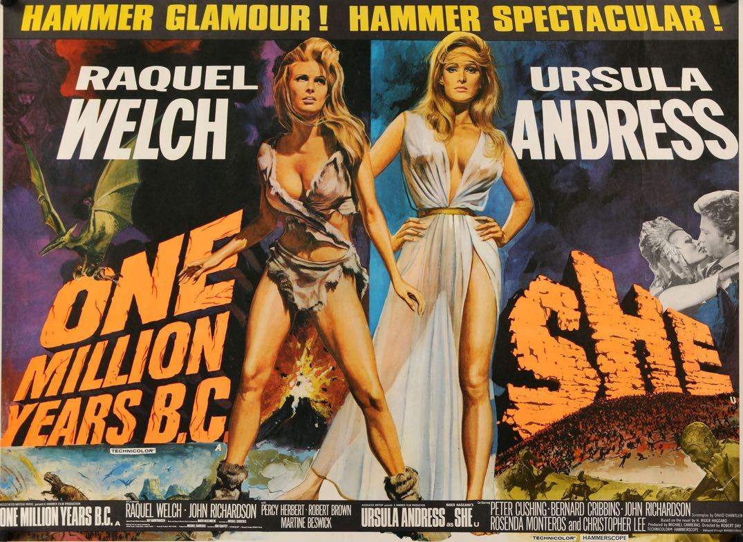 One Million Years B.C. (1966) / She (1965) original movie poster for sale at Original Film Art