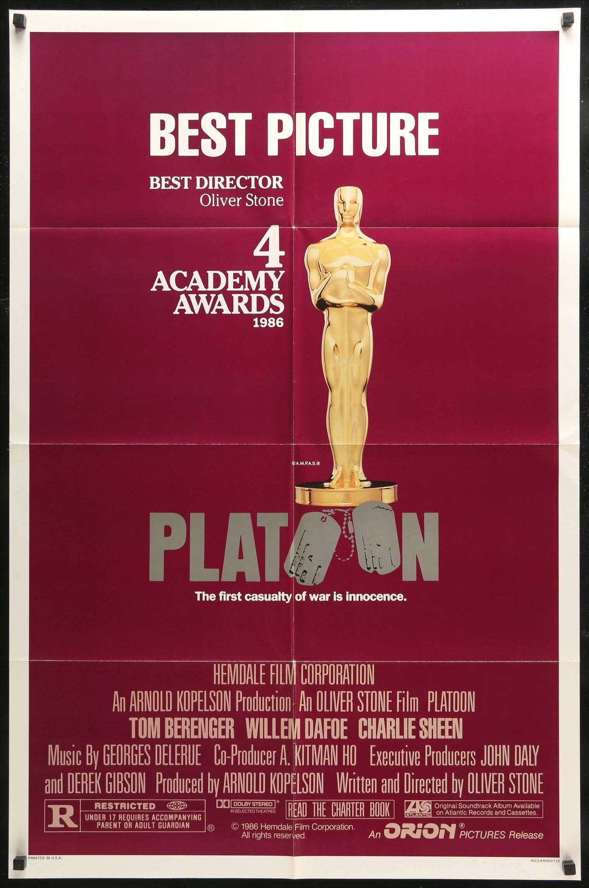 Platoon (1986) original movie poster for sale at Original Film Art - Vintage Movie Posters