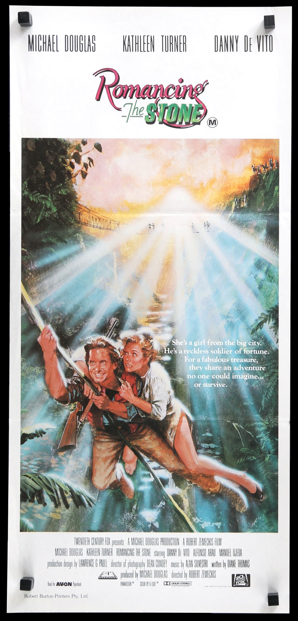 Romancing the Stone (1984) original movie poster for sale at Original Film Art - Vintage Movie Posters