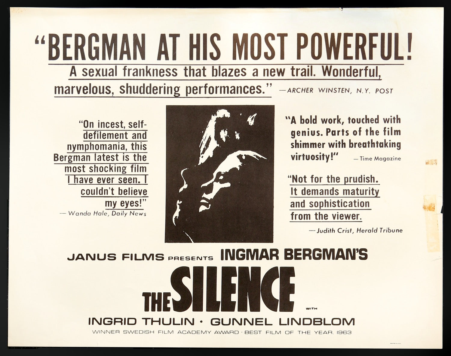 Silence (1963) original movie poster for sale at Original Film Art - Vintage Movie Posters