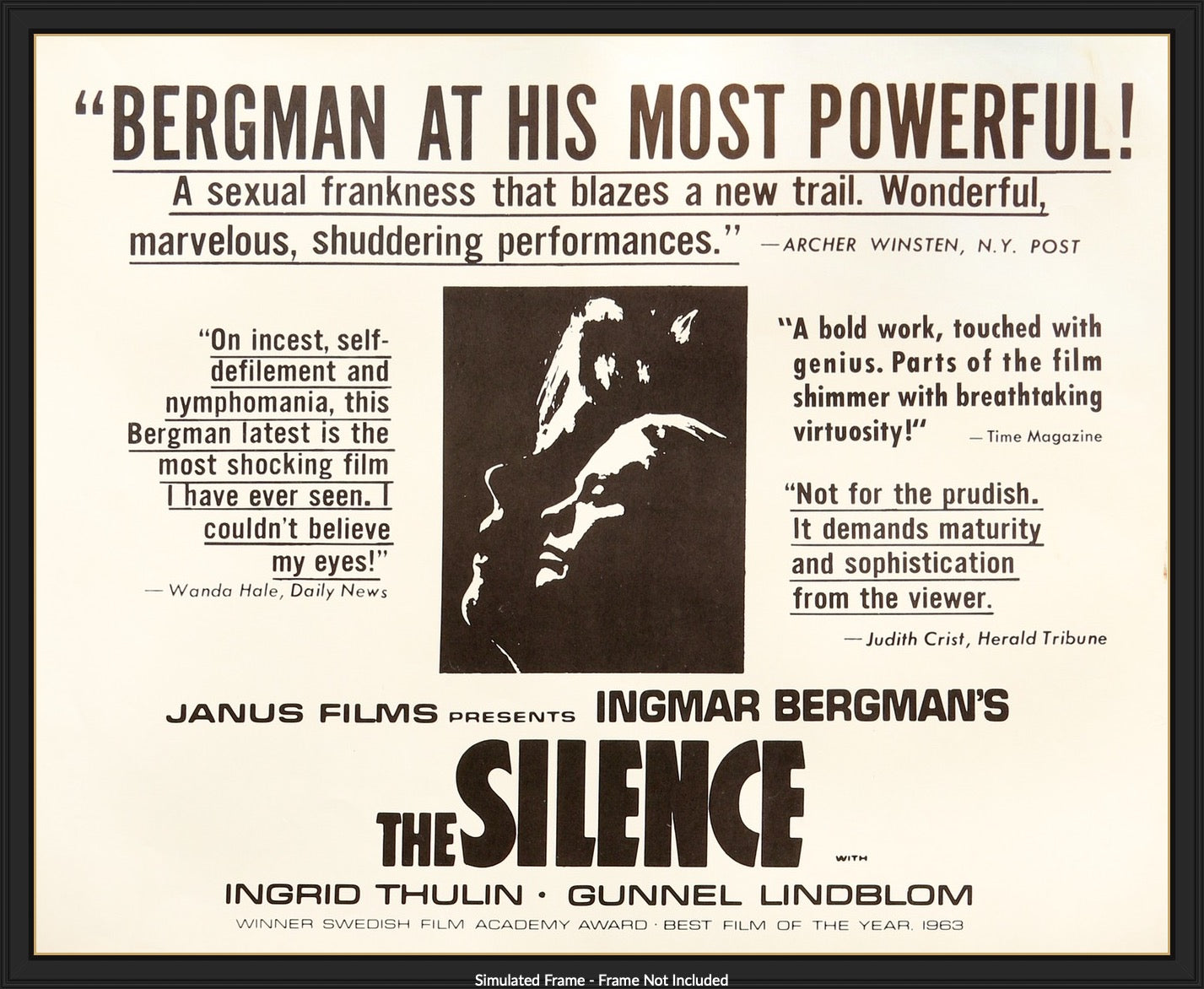 Silence (1963) original movie poster for sale at Original Film Art - Vintage Movie Posters