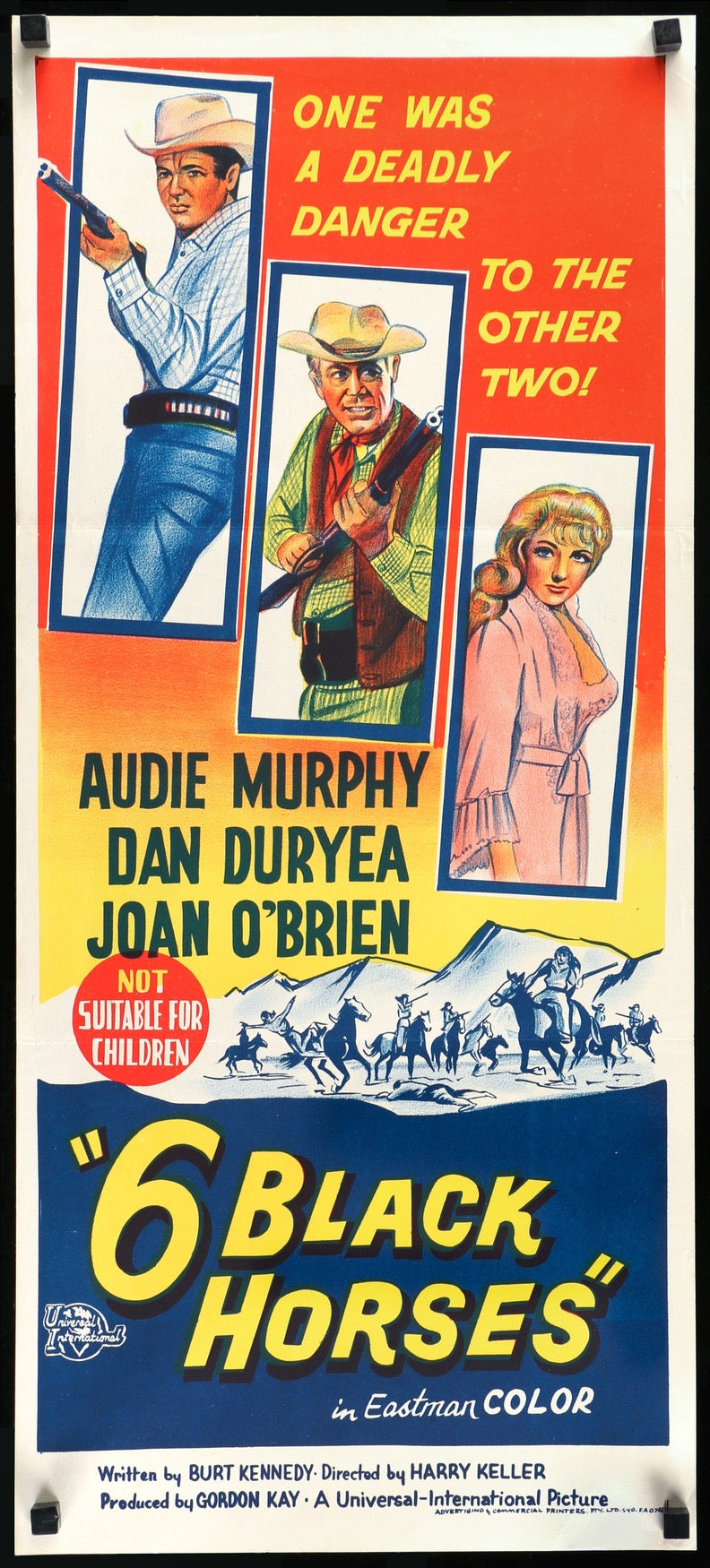 Six Black Horses (1962) original movie poster for sale at Original Film Art - Vintage Movie Posters