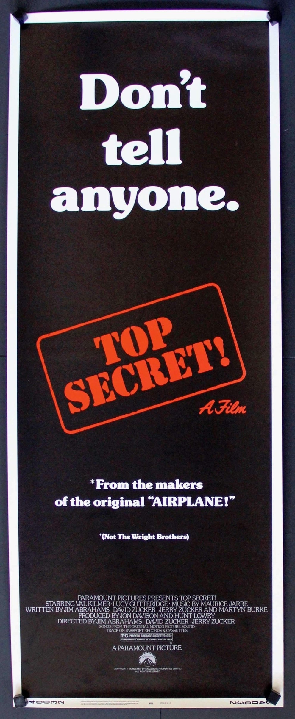 Top Secret (1984) original movie poster for sale at Original Film Art - Vintage Movie Posters