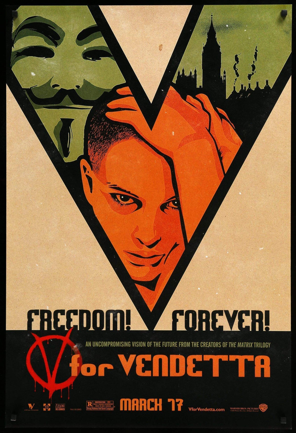 V For Vendetta (2006) original movie poster for sale at Original Film Art - Vintage Movie Posters