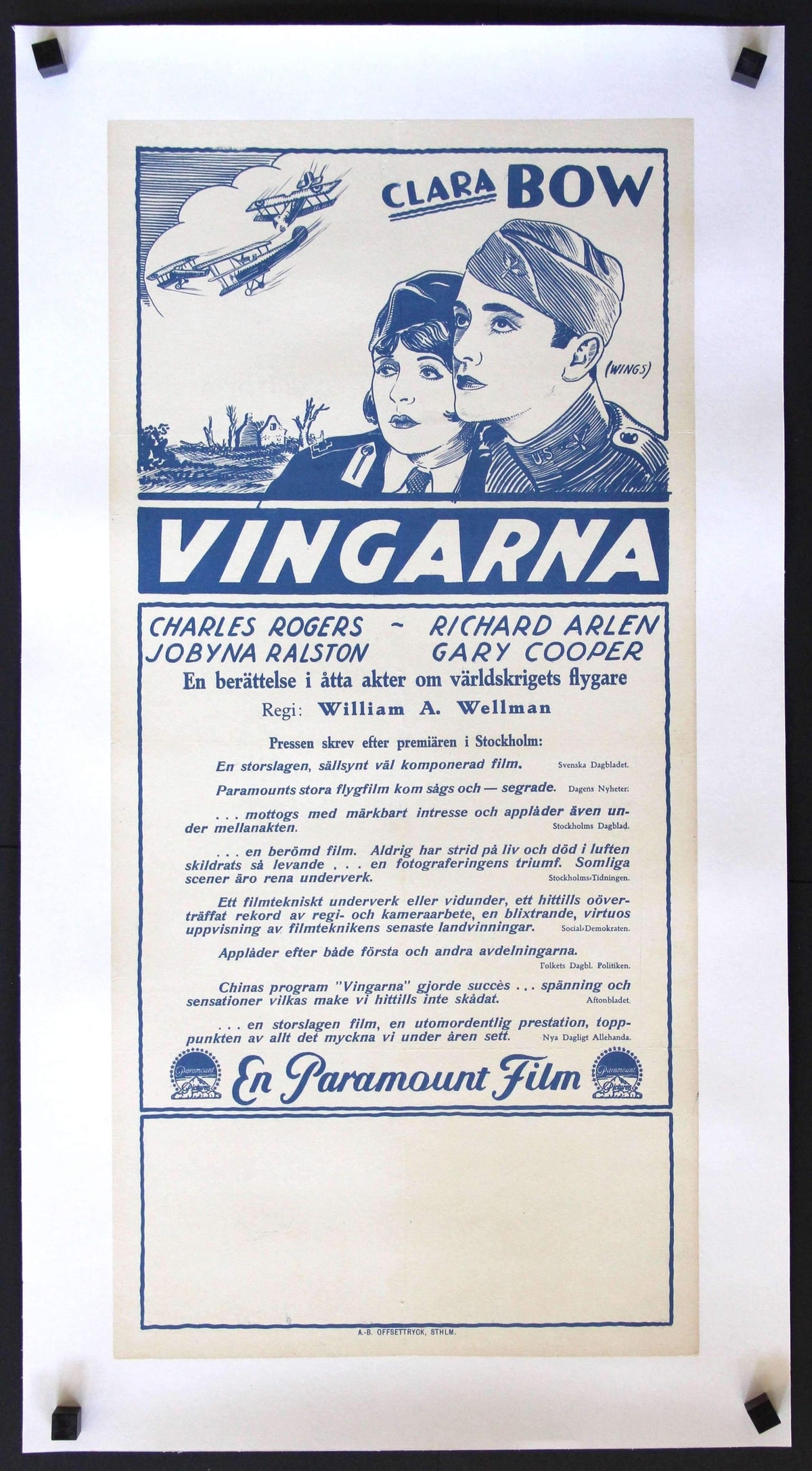 Wings (1927) original movie poster for sale at Original Film Art